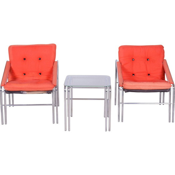 Image 1 of Ensemble de salon vintage en verre et chrome, Slovaquie 1970