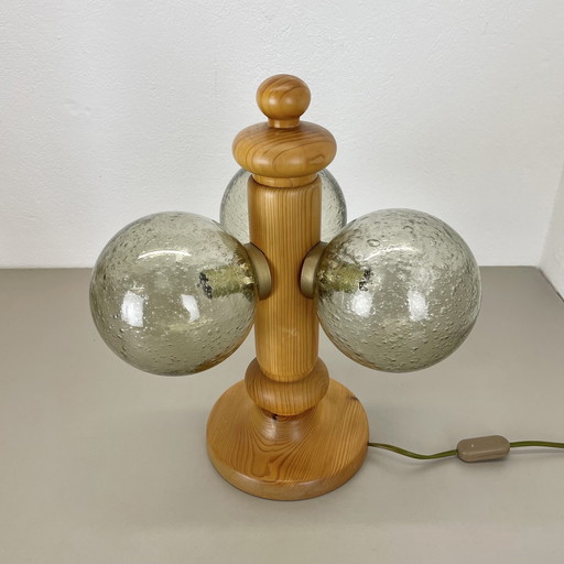 Grande lampe de table sculpturale organique en bois de pin par Temde Lights, Allemagne, années 1970