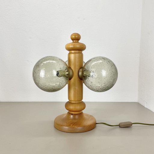 Grande lampe de table sculpturale organique en bois de pin par Temde Lights, Allemagne, années 1970