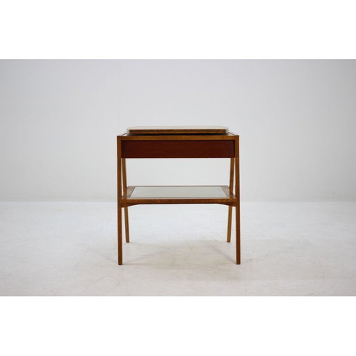 Table d'appoint vintage en bois et verre