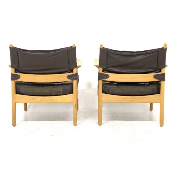 Image 1 of Paire de fauteuils vintage en chêne et cuir, Suède années 1960