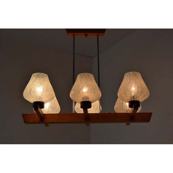 Image 1 of Lustre vintage en bois de Jilove u Decina, Tchécoslovaquie 1970