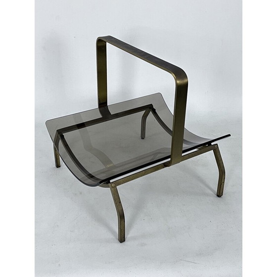 Image 1 of Porte-revues vintage en laiton et verre par Fontana Arte, Italie 1960