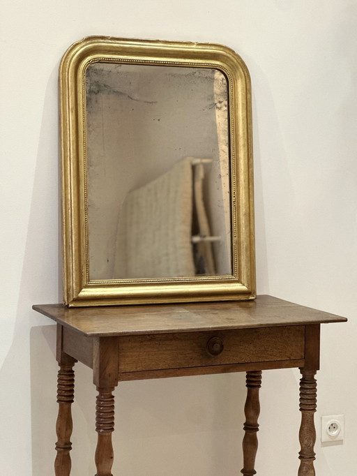 Miroir Ancien Louis Philippe Doré Antique Français 19E