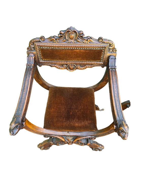 Image 1 of Paire De Fauteuils Dagobert En Noyer Et Velours