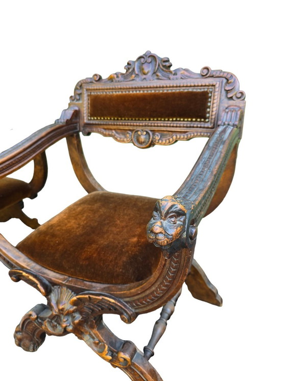 Image 1 of Paire De Fauteuils Dagobert En Noyer Et Velours