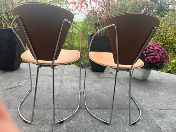 Image 1 of Arrben Italy Chaise de salle à manger Linda, 2X couleur chrome et cognac