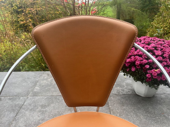 Image 1 of Arrben Italy Chaise de salle à manger Linda, 2X couleur chrome et cognac