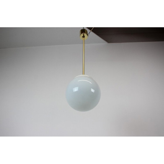 Image 1 of Lampe suspendue vintage en verre, gaz, laiton et plastique, Tchécoslovaquie, années 1970