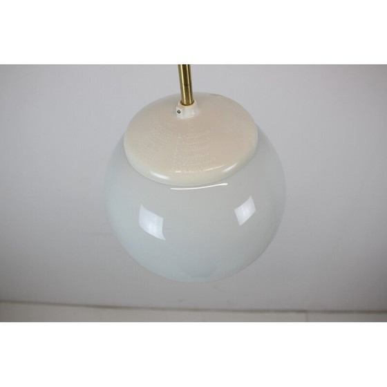 Image 1 of Lampe suspendue vintage en verre, gaz, laiton et plastique, Tchécoslovaquie, années 1970