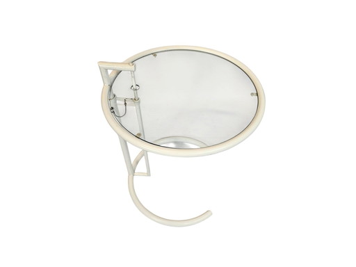 Table d'appoint design - Eileen Gray Style - Métal - Verre - 80s