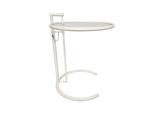 Table d'appoint design - Eileen Gray Style - Métal - Verre - 80s
