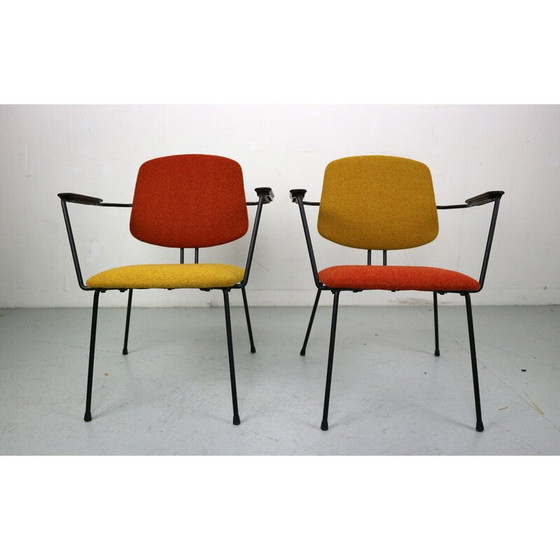 Image 1 of Paire de fauteuils vintage modèle 5003 en acier et laine par Rudolf Wolf pour Elsrijk, Pays-Bas 1950