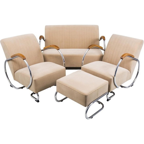 Image 1 of Ensemble de salon vintage en acier chromé par Kovona, Tchécoslovaquie 1960