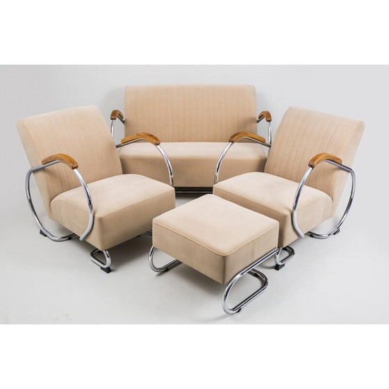 Image 1 of Ensemble de salon vintage en acier chromé par Kovona, Tchécoslovaquie 1960