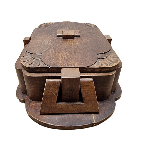 Image 1 of Boîte de rangement en bois avec couvercle, Art déco français, années 1920