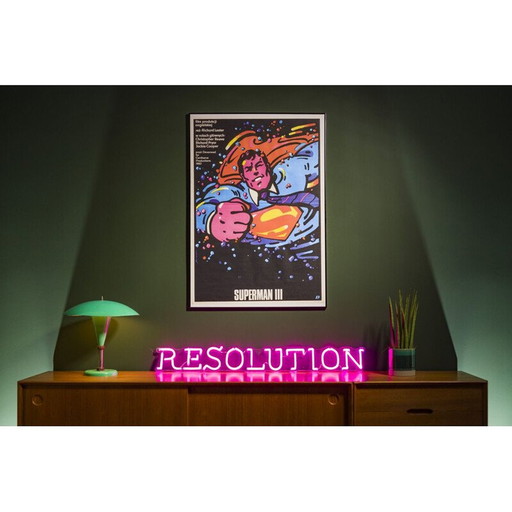 Affiche de film vintage "Superman III" par Waldemar Świerz, Pologne 1985