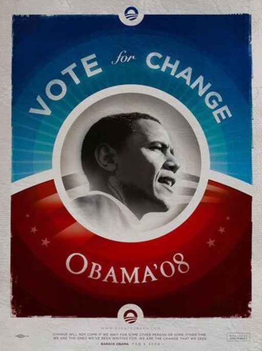 Votez pour le changement - Obama '08 - Affiche de campagne 2008 de Barack Obama