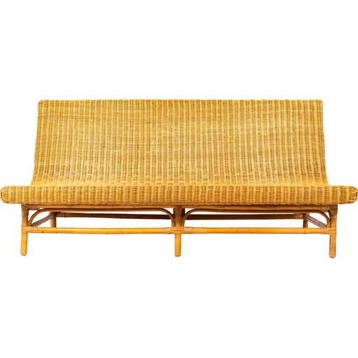 Banc vintage en osier, Italie 1970