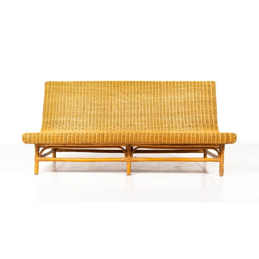 Banc vintage en osier, Italie 1970