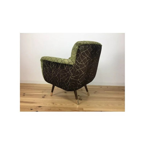 Image 1 of Chaise à œufs vintage en bois et laiton, 1950