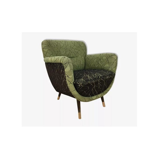 Image 1 of Chaise à œufs vintage en bois et laiton, 1950