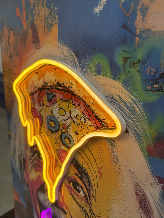 Image 1 of Lampe d'art mural Genius Theory Einstein Pizza Pop Led Wall Art