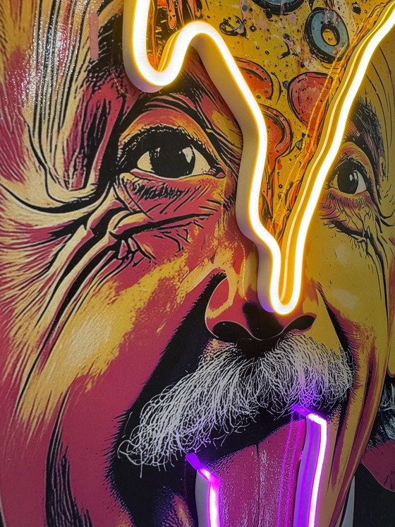 Image 1 of Lampe d'art mural Genius Theory Einstein Pizza Pop Led Wall Art
