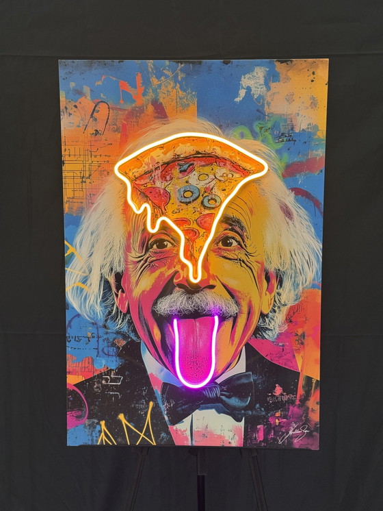 Image 1 of Lampe d'art mural Genius Theory Einstein Pizza Pop Led Wall Art
