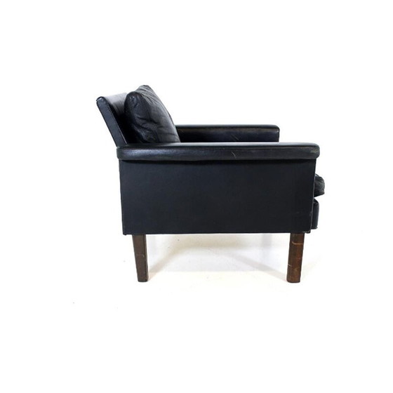 Image 1 of Fauteuil vintage en cuir et bois de hêtre par Mio, Suède 1960