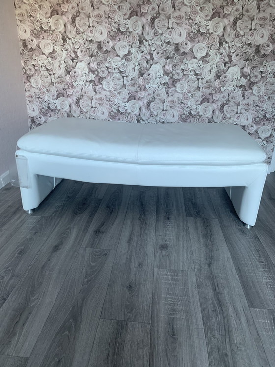 Image 1 of Banquette en cuir véritable blanc pur de la marque Leu Nouveau