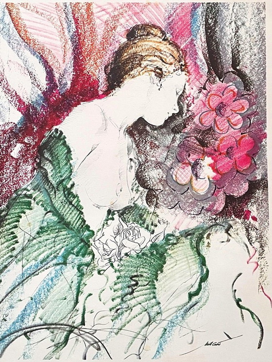 Image 1 of Estampe d'art : "Nu avec fleurs" de Martí Carbó