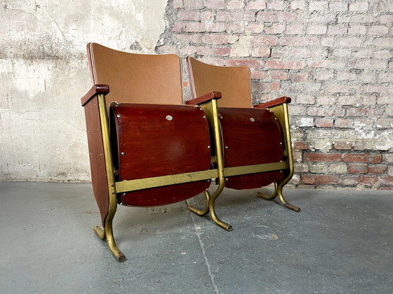 Image 1 of Chaises de cinéma belges Art déco de Fibrocit