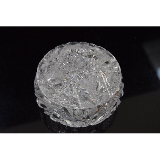 Image 1 of Bol à sucre vintage en verre de cristal taillé, années 1960