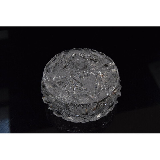 Image 1 of Bol à sucre vintage en verre de cristal taillé, années 1960