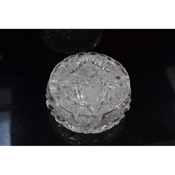 Image 1 of Bol à sucre vintage en verre de cristal taillé, années 1960