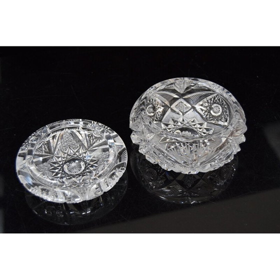 Image 1 of Bol à sucre vintage en verre de cristal taillé, années 1960