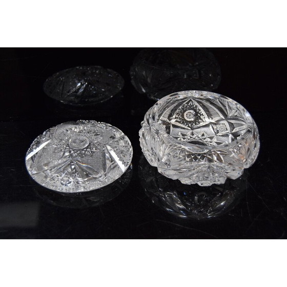 Image 1 of Bol à sucre vintage en verre de cristal taillé, années 1960