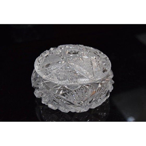 Image 1 of Bol à sucre vintage en verre de cristal taillé, années 1960