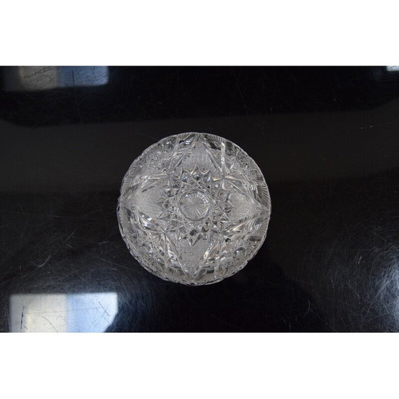 Image 1 of Bol à sucre vintage en verre de cristal taillé, années 1960