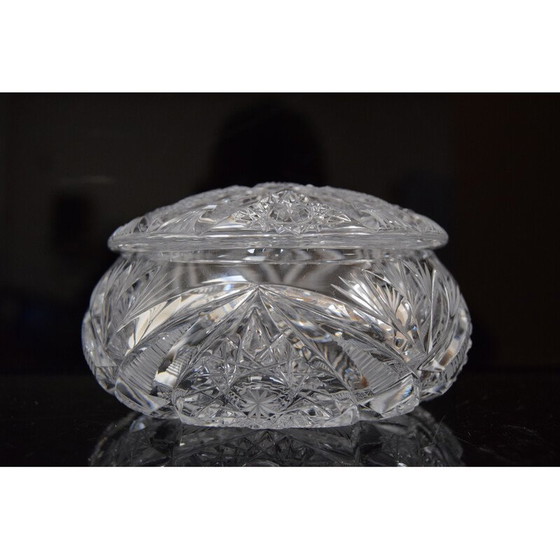 Image 1 of Bol à sucre vintage en verre de cristal taillé, années 1960
