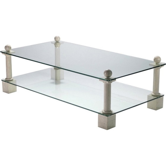 Image 1 of Table basse vintage en travertin par Philippe Barbier, 1970