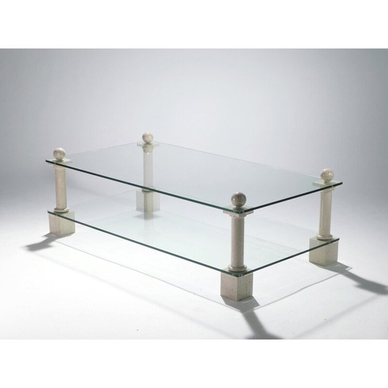 Image 1 of Table basse vintage en travertin par Philippe Barbier, 1970