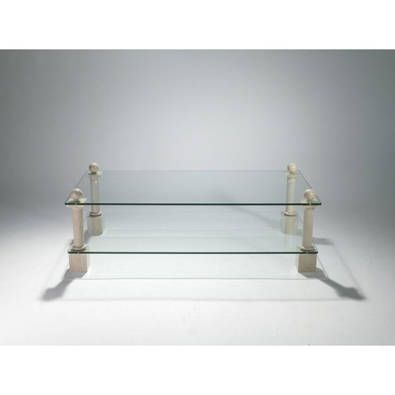 Image 1 of Table basse vintage en travertin par Philippe Barbier, 1970