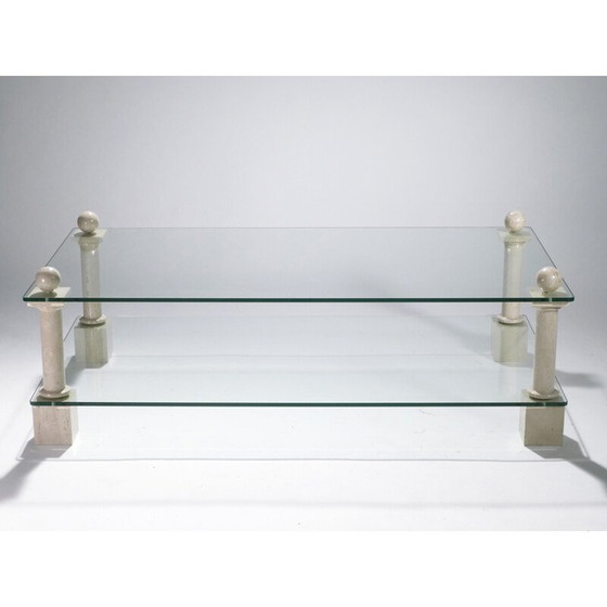 Image 1 of Table basse vintage en travertin par Philippe Barbier, 1970