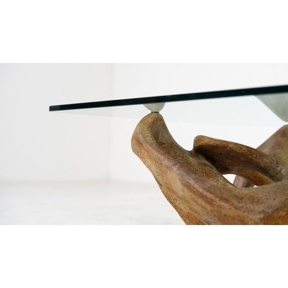 Image 1 of Table basse vintage en verre et béton par Claudio Trevi, 1970