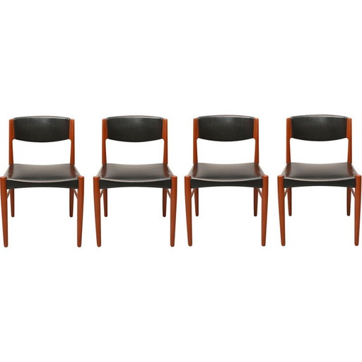 Ensemble de 4 chaises de salle à manger vintage danoises en bois de teck