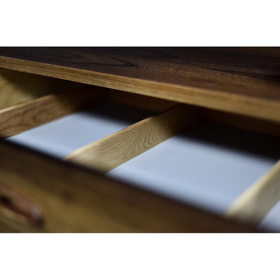 Image 1 of Table d'appoint vintage danoise en bois de rose avec panier en osier, 1960s