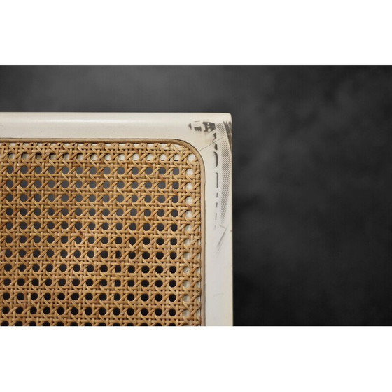 Image 1 of Paire de chaises vintage en bois blanc et osier, Italie 1980