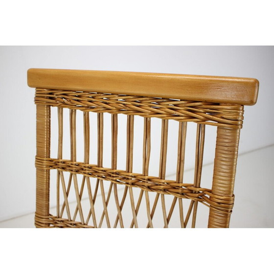 Image 1 of Chaises à bascule en rotin du milieu du siècle, Tchécoslovaquie années 1960